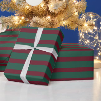 Diep rood en groen gestreepte cadeaupapier rol