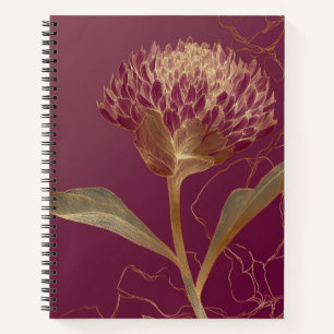 Diep Rood Goud Botanische Bloem Lijnwerk Notitieboek