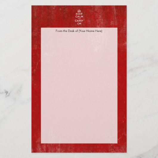  diep rood, kalm houden en doorgaan briefpapier (Voorkant)
