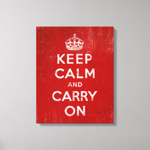  diep rood, kalm houden en doorgaan canvas afdruk
