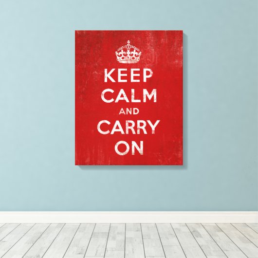 diep rood, kalm houden en doorgaan canvas afdruk (Insitu (Houten vloer))