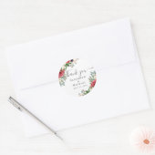 Diep rood marineblauw bloemmotief eucalyptus groen ronde sticker (Envelop)