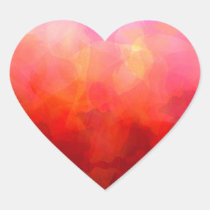 Diep rood oranje geel aquarel achtergrond hart sticker