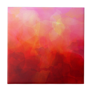 Diep rood oranje geel aquarel achtergrond tegeltje