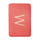 Diep rood perzik geel monogram badmat (Voorkant Verticaal)