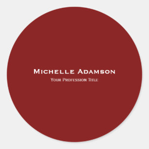 Diep rood professioneel effen modern ronde sticker