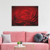 Diep rood Roos op zwart Canvas Afdruk (Insitu (Woonkamer))