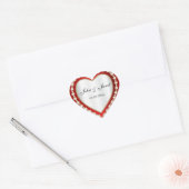 Diep rood wit diamanten juweel hart hart sticker (Envelop)