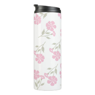 Diep Roze Bloemige Thermische Tumbler Elegante Ont Thermosbeker