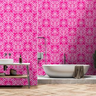 Diep Roze Damast Kleur Peel Sticker Verwijderbare  Behang