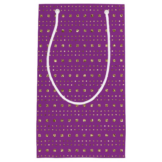 Diep roze en gouden vierkanten patroon cadeautas (Voorkant)