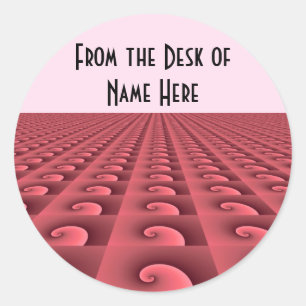 Diep roze gekleurd spiraalpatroon ronde sticker