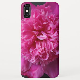 Diep roze pioen op zwarte iPhone / iPad hoes