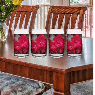 Diep roze rododendron bloeit bloemig blikvorm glas