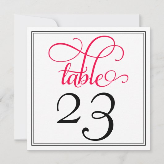 Diep Roze Roze Krullende Script Tafelnummer (Voorkant)