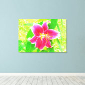  Diep Roze Stargazer Lily op Lime Green Canvas Afdruk (Insitu (Houten vloer))