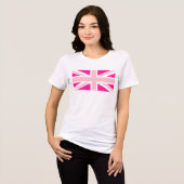 Diep roze Union Jack Tri-Blend Shirt (Voorkant volledig)