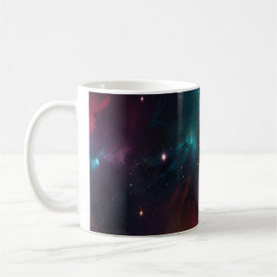 Diep Ruimte Teal en Oranje Nevel Kosmische Kunstmo Koffiemok
