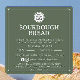 Diep Salie Sourdough Ingrediënten Cottage Law Stic Vierkante Sticker