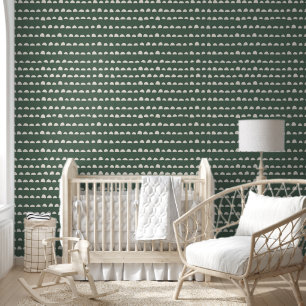 Diep Saliegroen en Beige Patroon Gezellige Kamer Behang