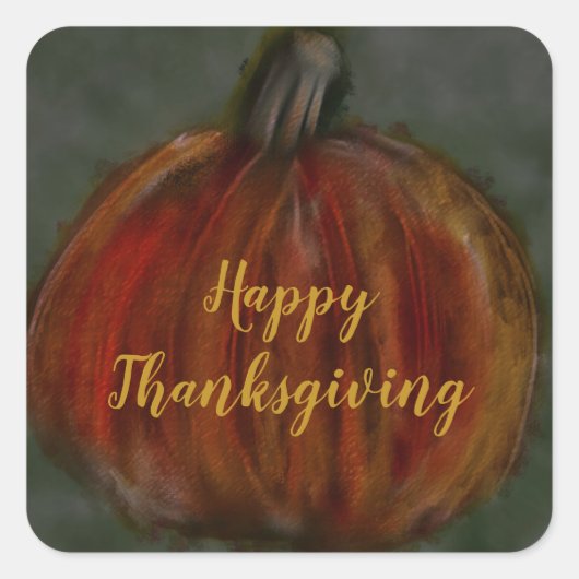 Diep sinaasappel pompoen ruw schets vierkante sticker (Voorkant)