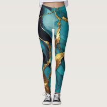 Diep Teal Marmer met Krachtige Gouden Aders