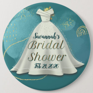 Diep Turkoois Gouden Glitter Trouwjurk Bruidsuitno Ronde Button 6,0 Cm