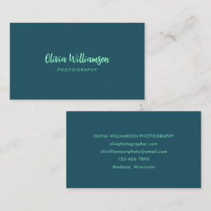Diep Turkoois Mint Script Naam Minimalistische Cre Visitekaartje