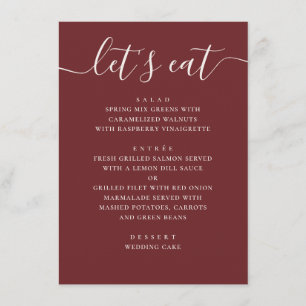 Diep Wijnrood Bruiloft Moderne Romantische Avond Menu