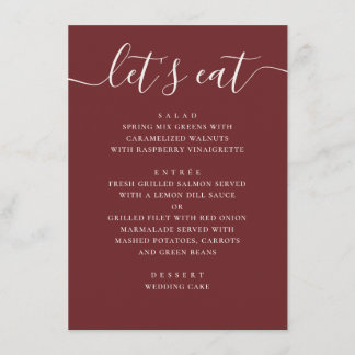 Diep Wijnrood Bruiloft | Moderne Romantische Avond Menu