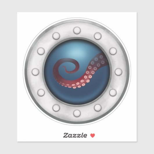 Diep Zee Creature in Porthole Onderzeeboot Nautisc Sticker (Vel)
