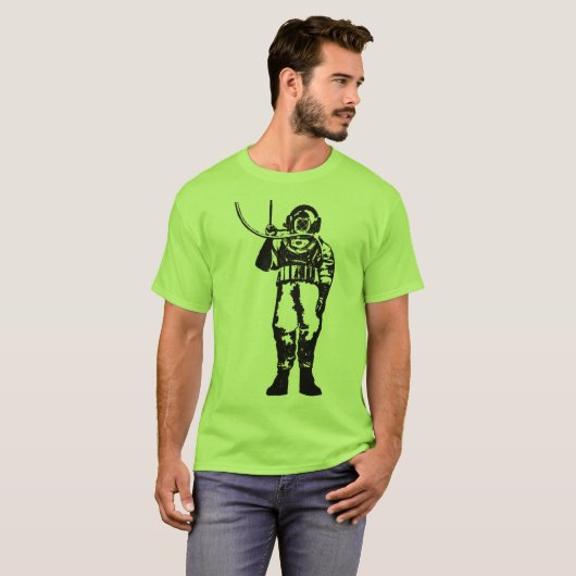  diep Zee-duiker met duikhelm T-shirt (Voorkant volledig)