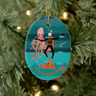 Diep zee duikers kerst keramisch ornament