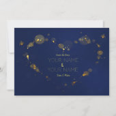 Diepblauw en goud bewaren de Datum Save The Date (Voorkant)