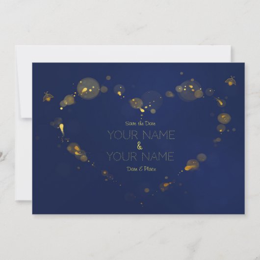 Diepblauw en goud bewaren de Datum Save The Date (Voorkant)