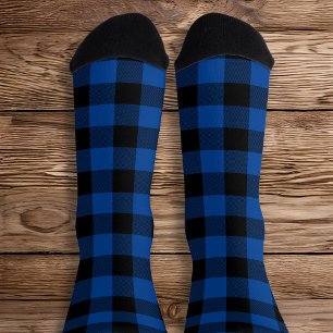 Diepblauw en zwarte Buffalo Plaid Sokken