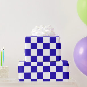 Diepblauw geruit cadeaupapier