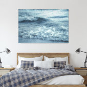 Diepblauw noordelijk strand met crashende golven canvas afdruk (Insitu (Slaapkamer))