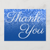 Diepblauw Ombre Bokeh Glitter Bedankt Briefkaart (Voorkant)