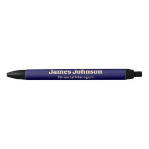 Diepblauw Retro Bold Serif Bureaunaambord Zwarte Inkt Pen