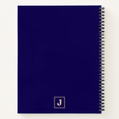 Diepblauw Retro Vet Serif Bureaunaambordje Notitieboek (Achterkant)