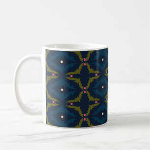 Diepblauw Retro Vintage Patroon Koffiemok