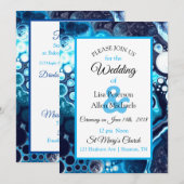 Diepblauwe Marmeren Vloeibare Kunst Uitnodiging (Voorkant / Achterkant)