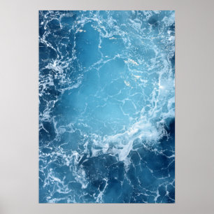Diepblauwe Oceaangolven Fotografie Poster