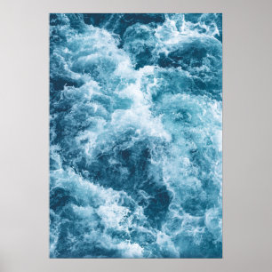 Diepblauwe Oceaangolven Fotografie Poster