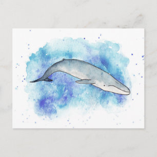 Diepblauwe walvis briefkaart