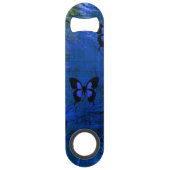 Diepdonkerblauwe en zwarte fancy vlinders speed flessenopener (Voorkant)