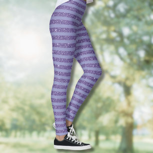 Diepe Amethist Glitter Stijl Horizontale Strepen  Leggings