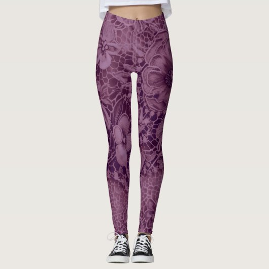 "Diepe Amethist kant" Leggings (Voorkant)