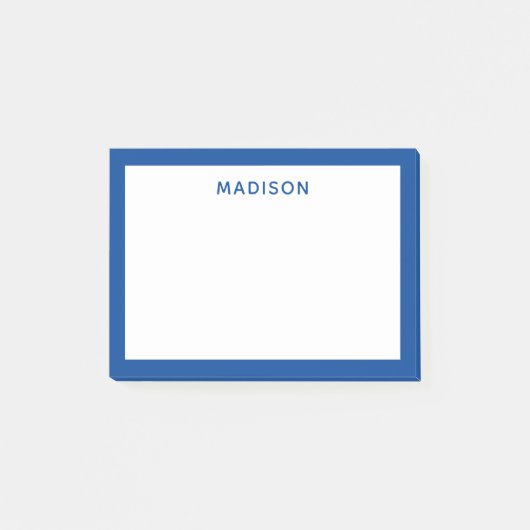Diepe blauwe grens Moderne monogram naam Post-it® Notes (Voorkant)